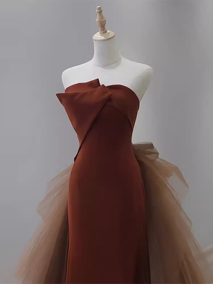Einfache Meerjungfrau Lange Braune Ballkleider Langes Ballkleid P472