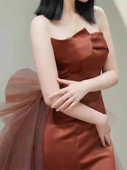 Einfache Meerjungfrau Lange Braune Ballkleider Langes Ballkleid P472