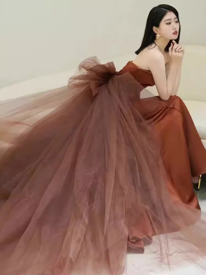 Einfache Meerjungfrau Lange Braune Ballkleider Langes Ballkleid P472