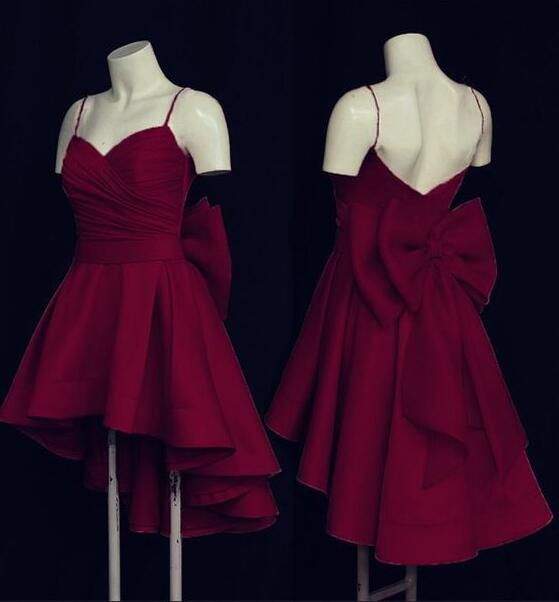 Fashion Homecoming Dress A Line Spaghetti Straps Wine Red Cocktail Dress Short Birthday Party Dress    P4945