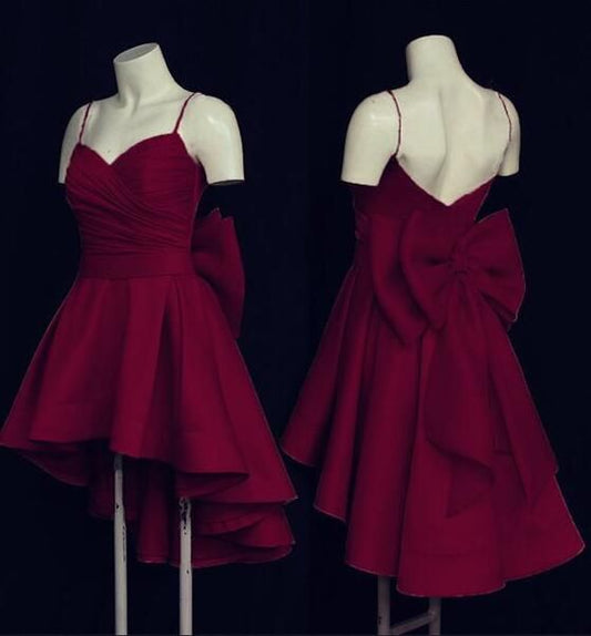 Fashion Homecoming Dress A Line Spaghetti Straps Wine Red Cocktail Dress Short Birthday Party Dress    P4945