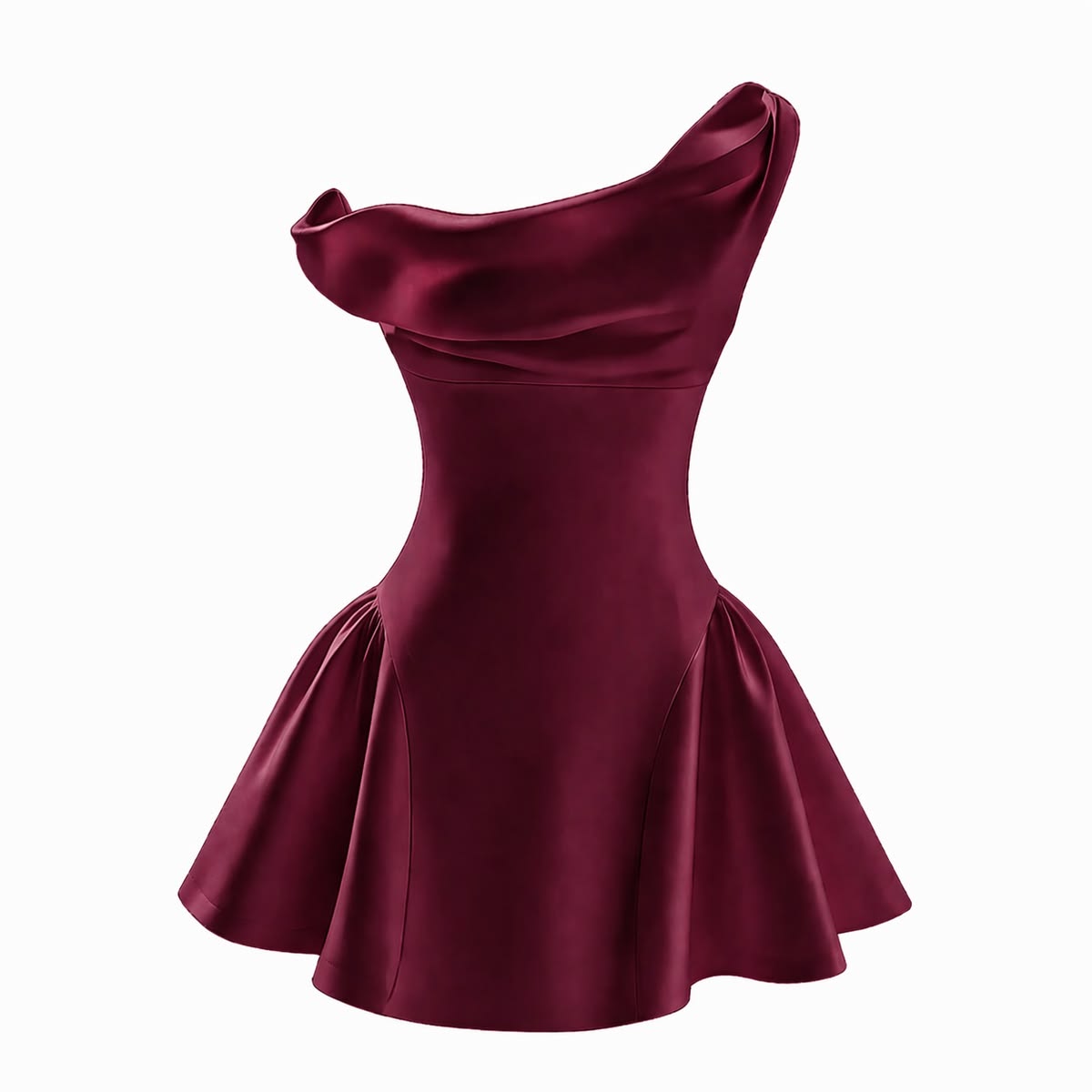 Stunning Homecoming Dress Burgundy A Line Stain One Shoulder Cocktail Dress Short Birthday Party Dress    P4947