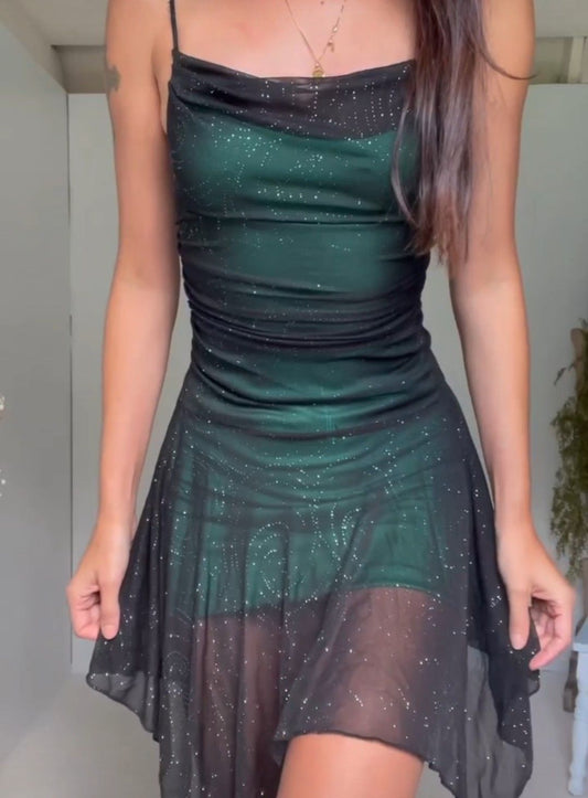 Beauty Homecoming Dress Dark Green Spaghetti Straps Tulle Pleated Cocktail Dress Short Birthday Party Dress    P4955