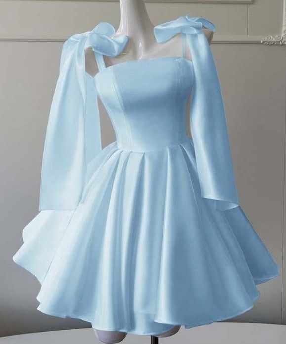 Lovely Homecoming Dress Baby Blue Straps Stain Pleated Short Birthday Party Dress Cocktail Dress     P4968