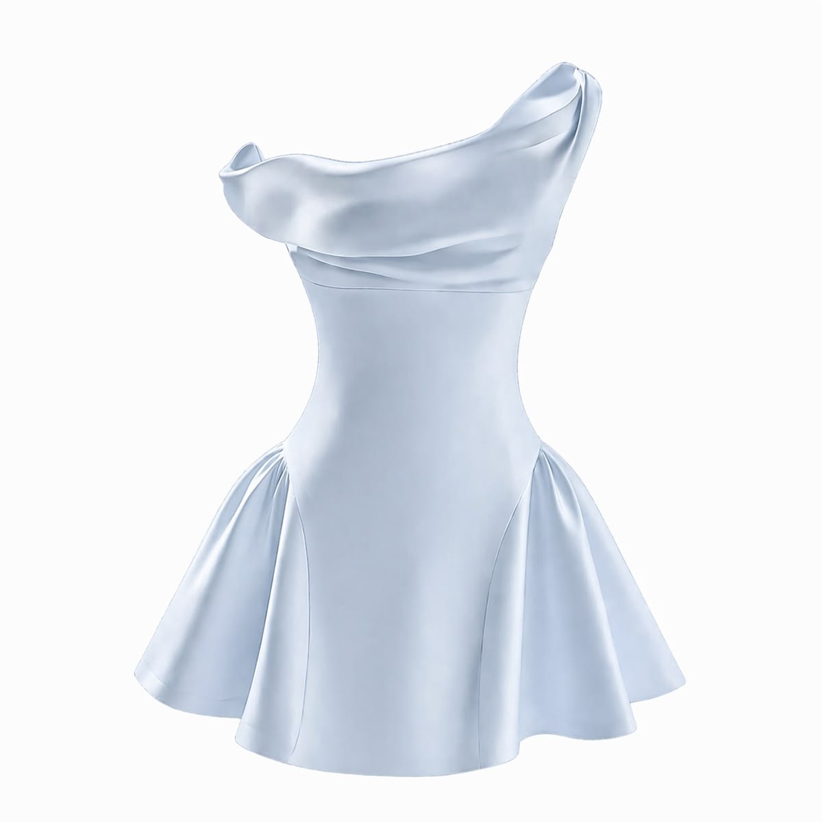 Sweet Homecoming Dress Stain Light Blue A Line One Shoulder Cocktail Dress Short Birthday Party Dress      P4987