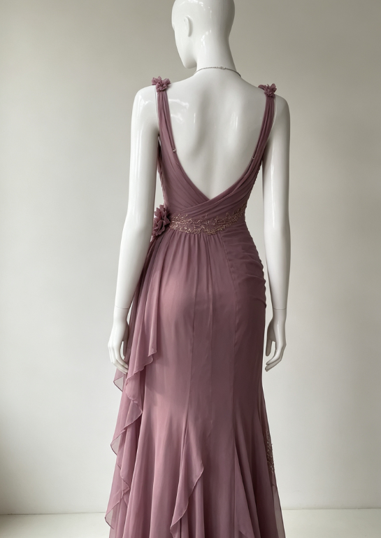 Chic Sheath Long Prom Dress Chiffon Beaded Evening Dress P5017