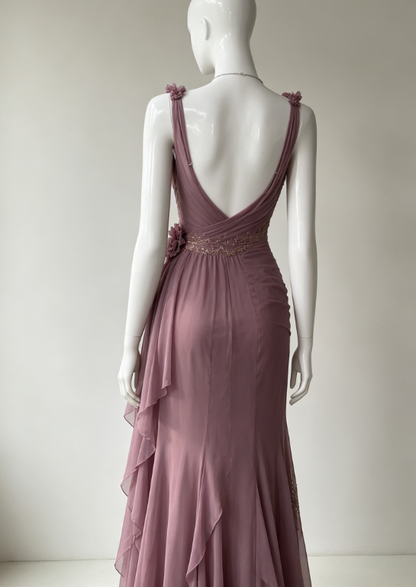 Chic Sheath Long Prom Dress Chiffon Beaded Evening Dress P5017
