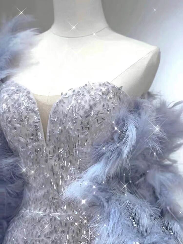 Modest Mermaid Sequin Silver Long Prom Dress P602
