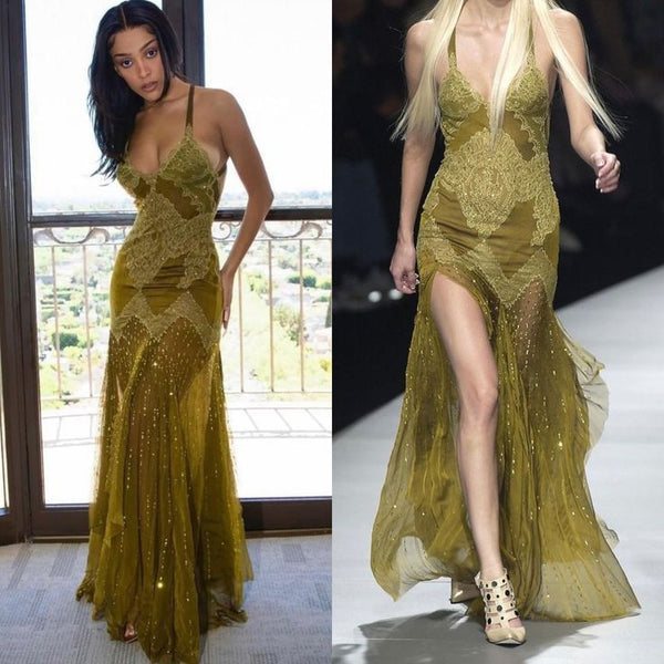 Sexy Mermaid Spaghetti Straps Satin Summer Dress Holiday Party Outfits For Women DP0084