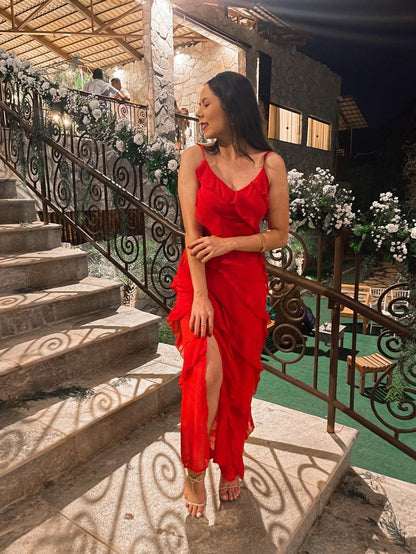 Elegant Mermaid Spaghetti Straps Red Prom Dress 21th Birthday Outfit P –  PreppyDress