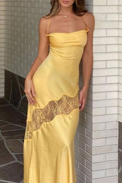Elegantes Meerjungfrauen-Maxikleid mit Trägern, Spitze und Cut-Outs – Outfits zum 22. Geburtstag P666