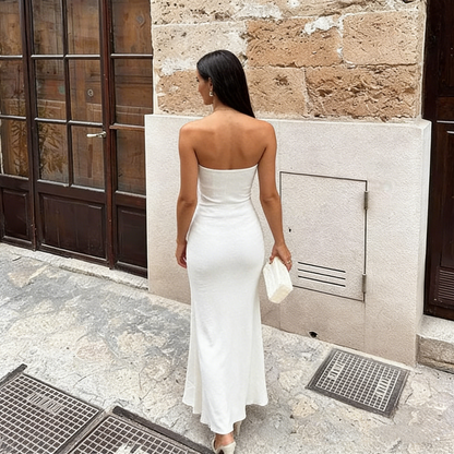 Simple Mermaid Strapless White Prom Dress 21st Birthday Outfit P670