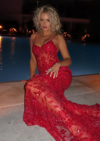 Beautiful Spaghetti Straps Birthday Party Dresses Red Lace Prom Dresses P690