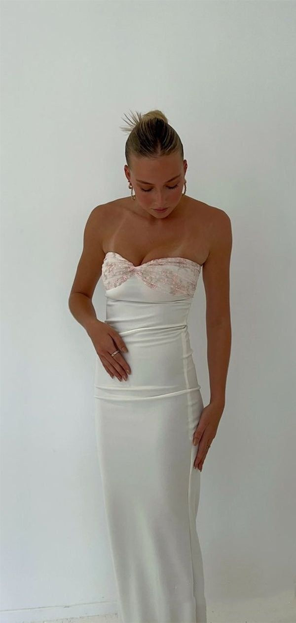 Robe de bal sirène sexy blanche bustier pour 22e anniversaire P747