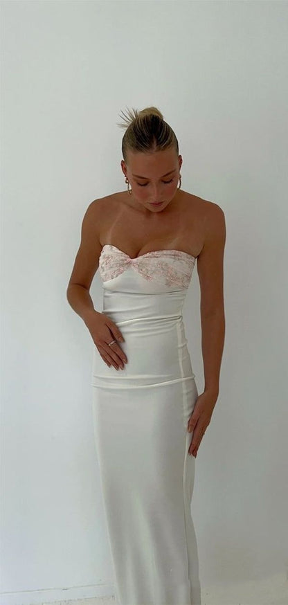 Robe de bal sirène sexy blanche bustier pour 22e anniversaire P747