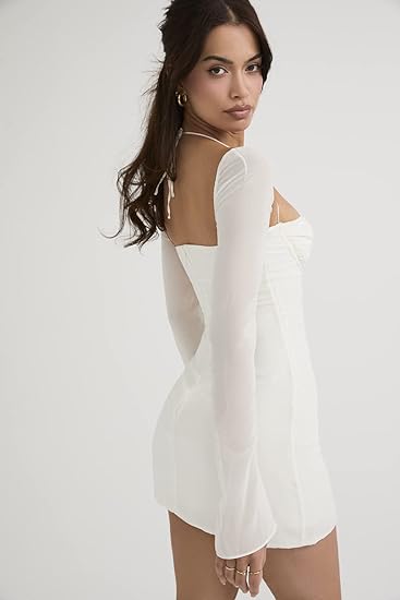 17th Birthday Dresses Long Puff Sleeve Mini Bodycon Mesh Dress Split Hem Sexy Birthday Outfits P787 - Same as Picture / US2 17th Birthday Dresses Long Puff Sleeve Mini Bodycon Mesh Dress Split Hem Sexy Birthday Outfits P787 - Same as Picture / US2
