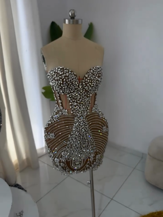 Sexy Strapless Champagne Birthday Dresses Sparkle Birthday Outfits P79 –  PreppyDress