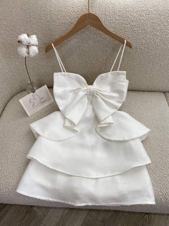 Simple Straps White Birthday Dresses Birthday Outfits P795 – PreppyDress