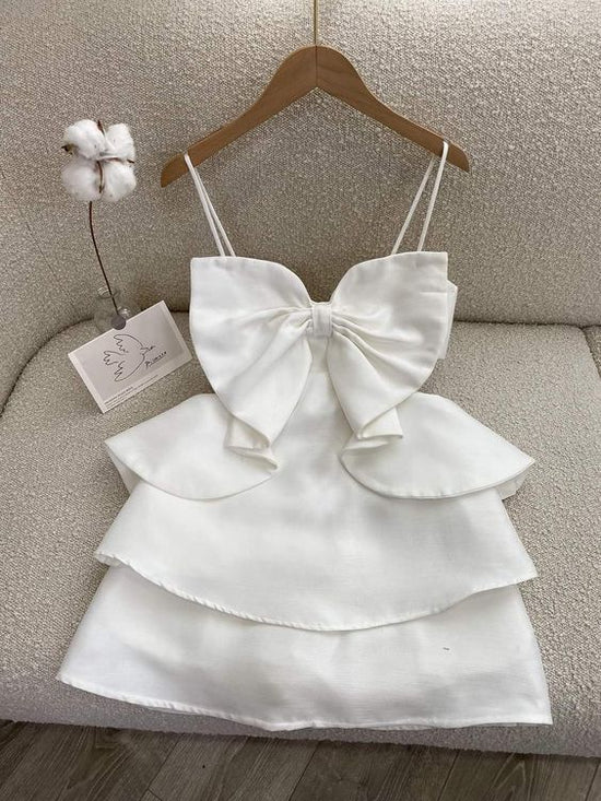 Cute Ball Gown Straps White Short Cocktail Dresses Birthday Outfits