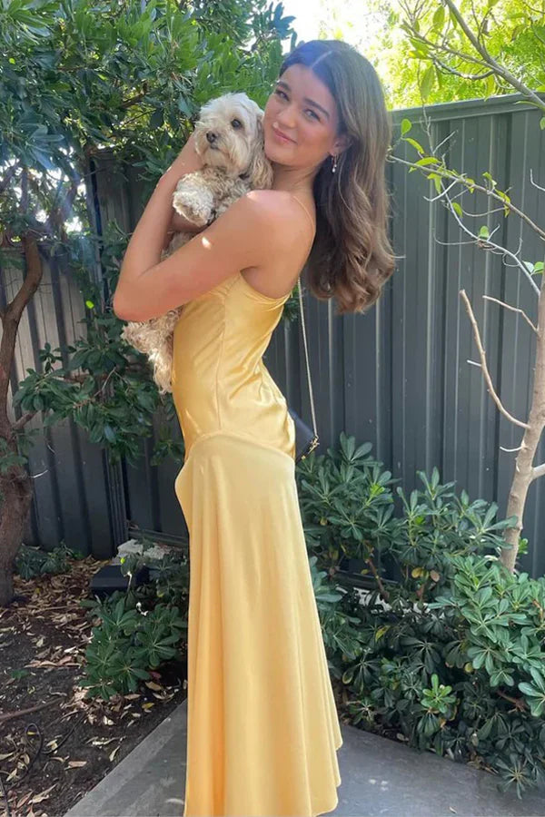 Simple Mermaid Straps Yellow Prom Dress 21th Birthday Outfit P667 – PreppyDress