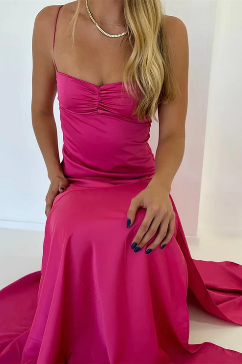 Sexy A Line Straps Sleeveless Green Blue Long Prom Dresses C1893
