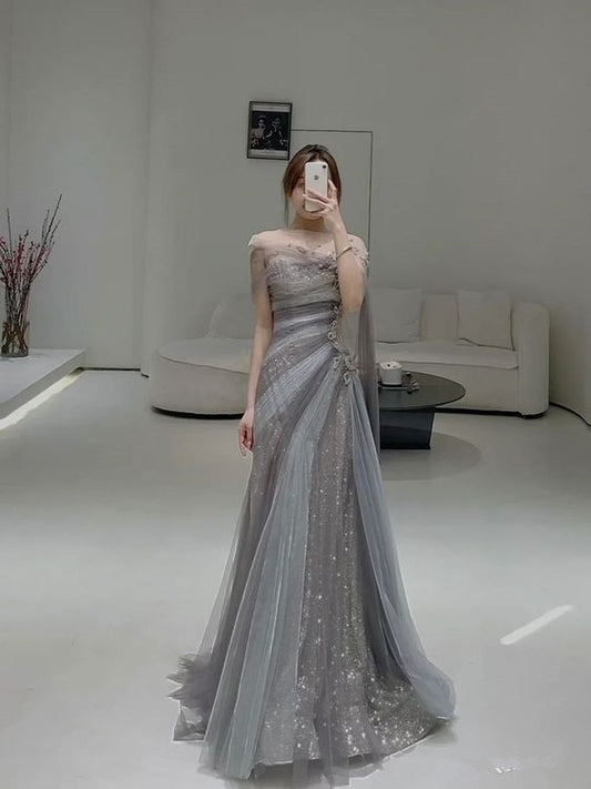 Mermaid Long Prom Dress Tulle Evening Dress P925