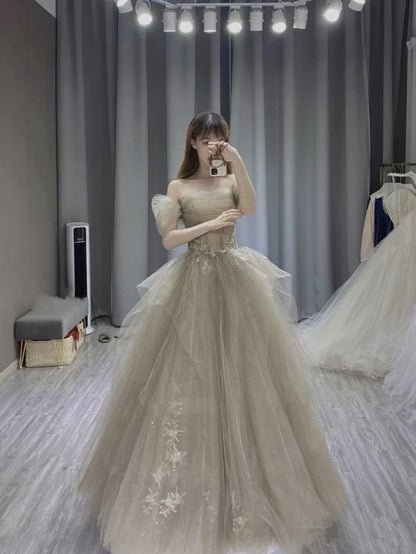 Robe de Bal Longue Épaules Dénudées en Tulle pour Soirée P927