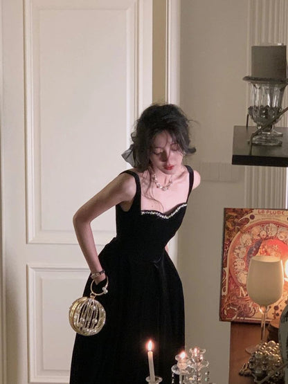 green emerald velvet dress Elegant Vintage Princess Black Party Dress Black(Pre-Sale 25days) / M