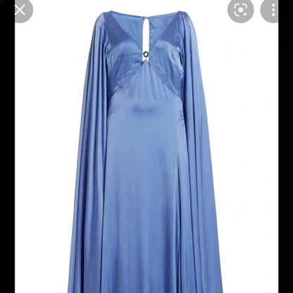 Glamouröses blaues langes A-Linien-Ballkleid mit V-Ausschnitt, lange Ballkleider P956