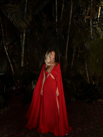 Glamouröses blaues langes A-Linien-Ballkleid mit V-Ausschnitt, lange Ballkleider P956
