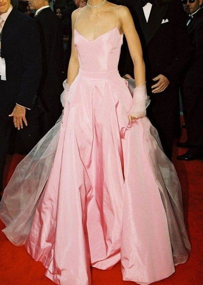 Glamouröses A-Linien-Abendkleid P961 mit Trägern in Pink