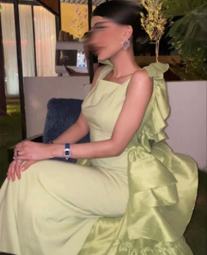 Glamouröses Ballkleid Trägerlos Rückenfrei Salbeigrün Langes Ballkleid P962
