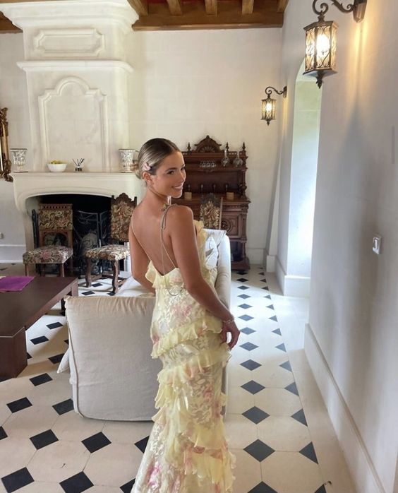Modest Sheath Straps Chiffon Yellow Prom Dresses P994 – PreppyDress