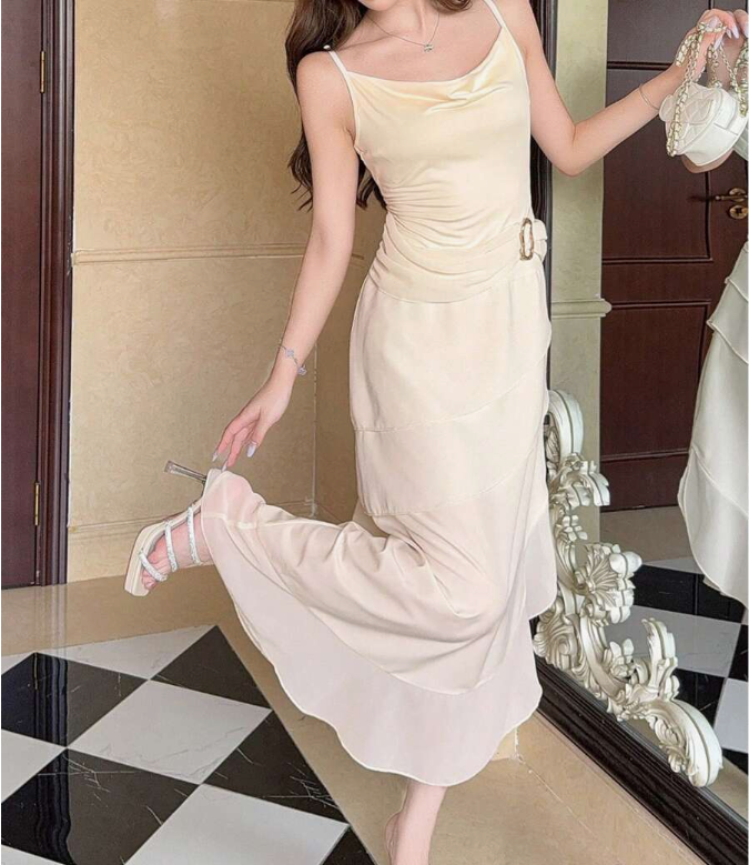 Elegant Chiffon Ivory Strap Irregular Birthday Dress Homecoming Dress P3923