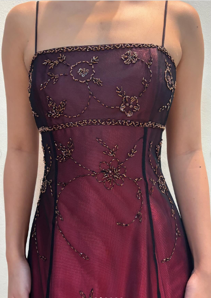 90s burgundy prom dress Vintage 90s Burgundy Sequin Midi Dress – Arẹwà the Brand