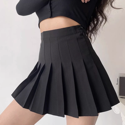 Amerikanischer Retro High-Waist Slim Faltenrock mit Sicherheitshose P349