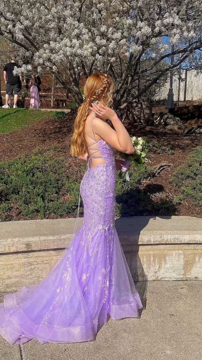 Charmante robe de bal sirène en dentelle, robes de bal longues P531