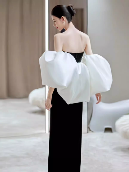 Sexy Meerjungfrau schulterfrei Schwarz Abschlussballkleider langes Abschlussballkleid P477