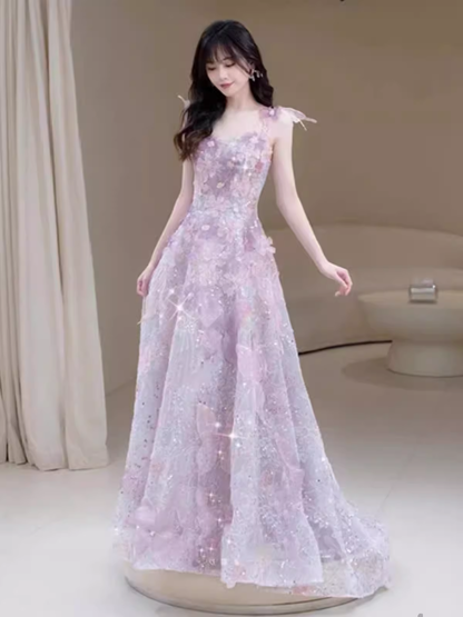 Luxus A-Linie schulterfreies florales Ballkleid Lange Ballkleider P547