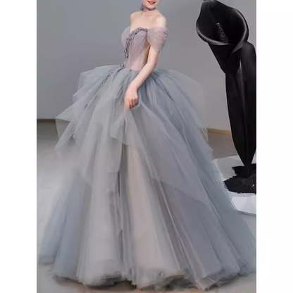 Prinzessin Ballkleid Tüll Abiballkleid Lange Abschlussballkleider P550