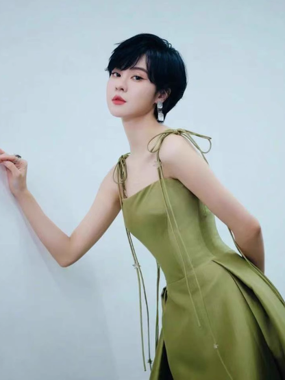 Simple A line Spaghetti Straps Satin Long Prom Dresses P507