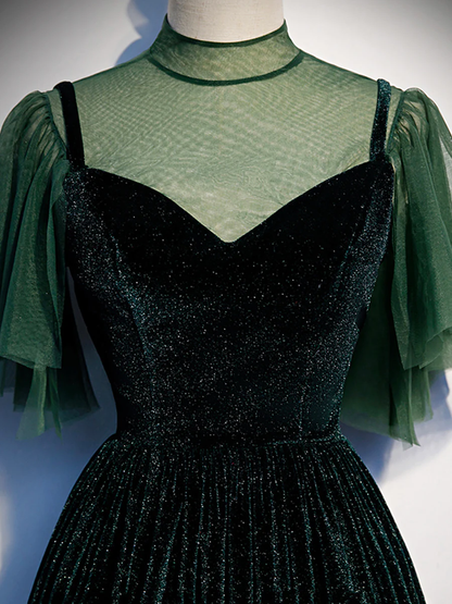 Elegantes A-Linien Grünes Abendkleid Langes Ballkleid P589
