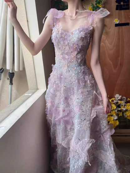 Luxus A-Linie schulterfreies florales Ballkleid Lange Ballkleider P547
