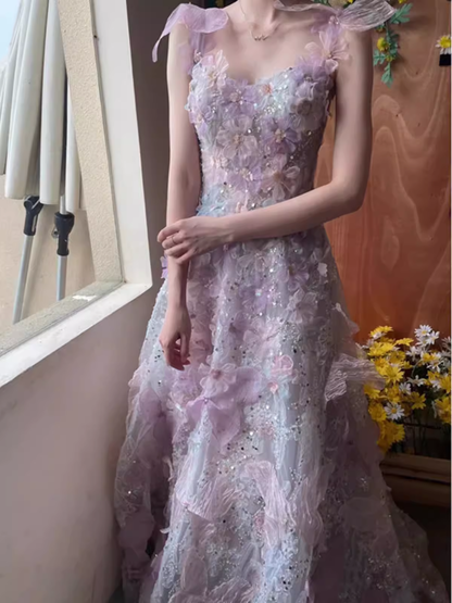 Luxus A-Linie schulterfreies florales Ballkleid Lange Ballkleider P547