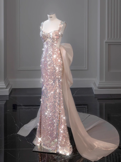 Luxuriöses Meerjungfrauen-Träger-Pailletten-Ballkleid P567