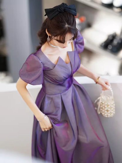 Sexy A line Grape Sequin Prom Dress Long Prom Dresses P553
