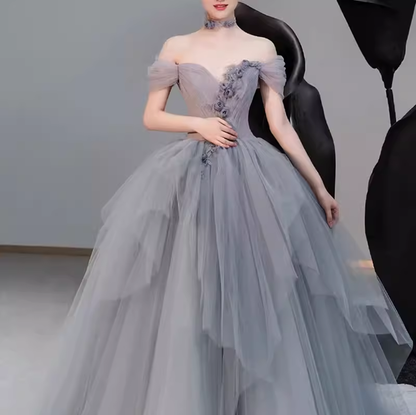 Prinzessin Ballkleid Tüll Abiballkleid Lange Abschlussballkleider P550