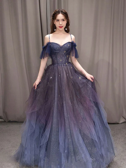 Belle robe de soirée à fines bretelles P677 pour bal de promo, couleur raisin
