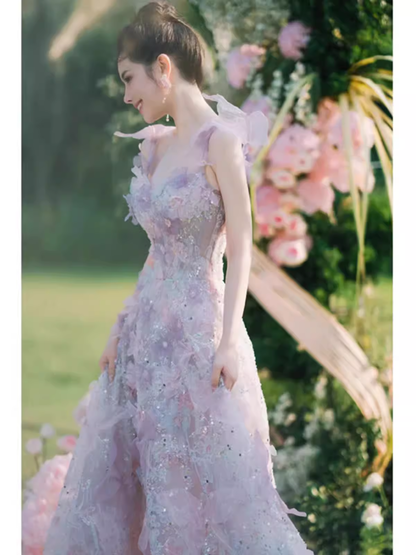 Luxus A-Linie schulterfreies florales Ballkleid Lange Ballkleider P547