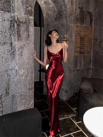 Robe de bal sirène simple à bretelles bordeaux pour un 21e anniversaire P679